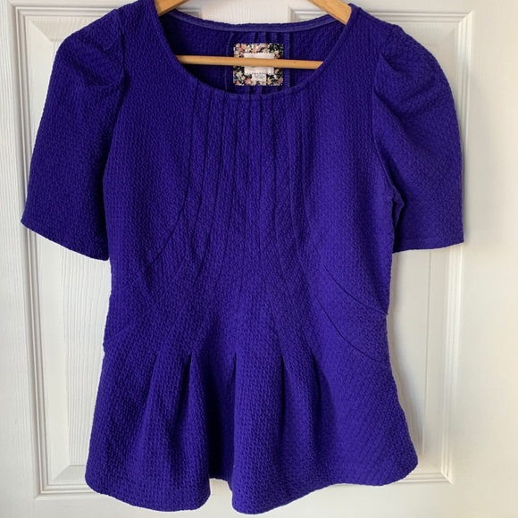 Anthropologie EEEUC Purple peplum top XS - Picture 1 of 2